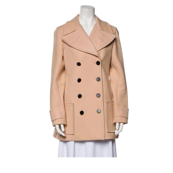 Balenciaga Camel Cream Wool Double Breasted Pea Coat - Picture 1 of 11